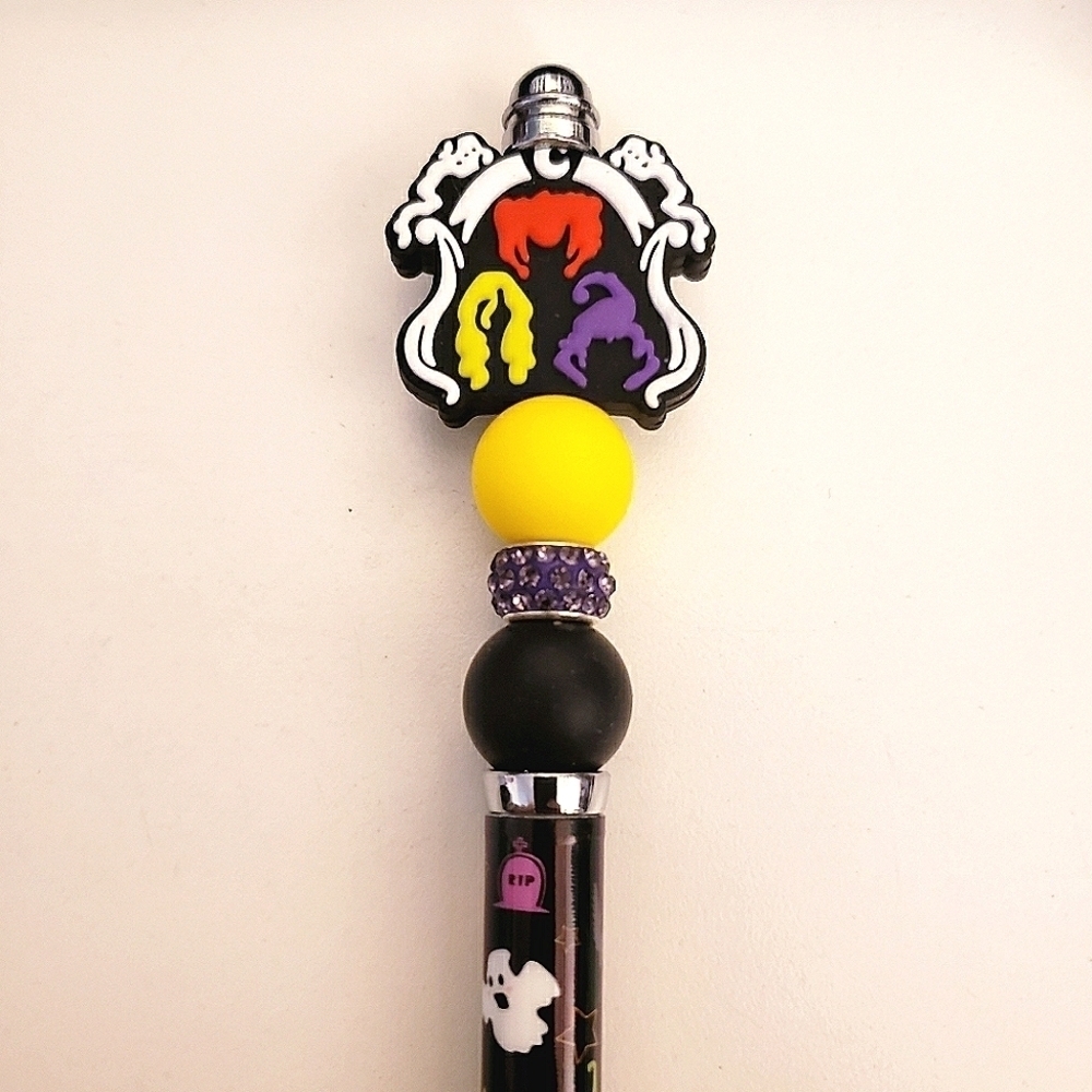 Handmade Hocus Pocus Sanderson Sisters Beaded Silicone Focal Bead Pen - Picture 1 of 3